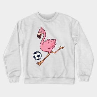 Cartoon flamingo playing soccer Crewneck Sweatshirt